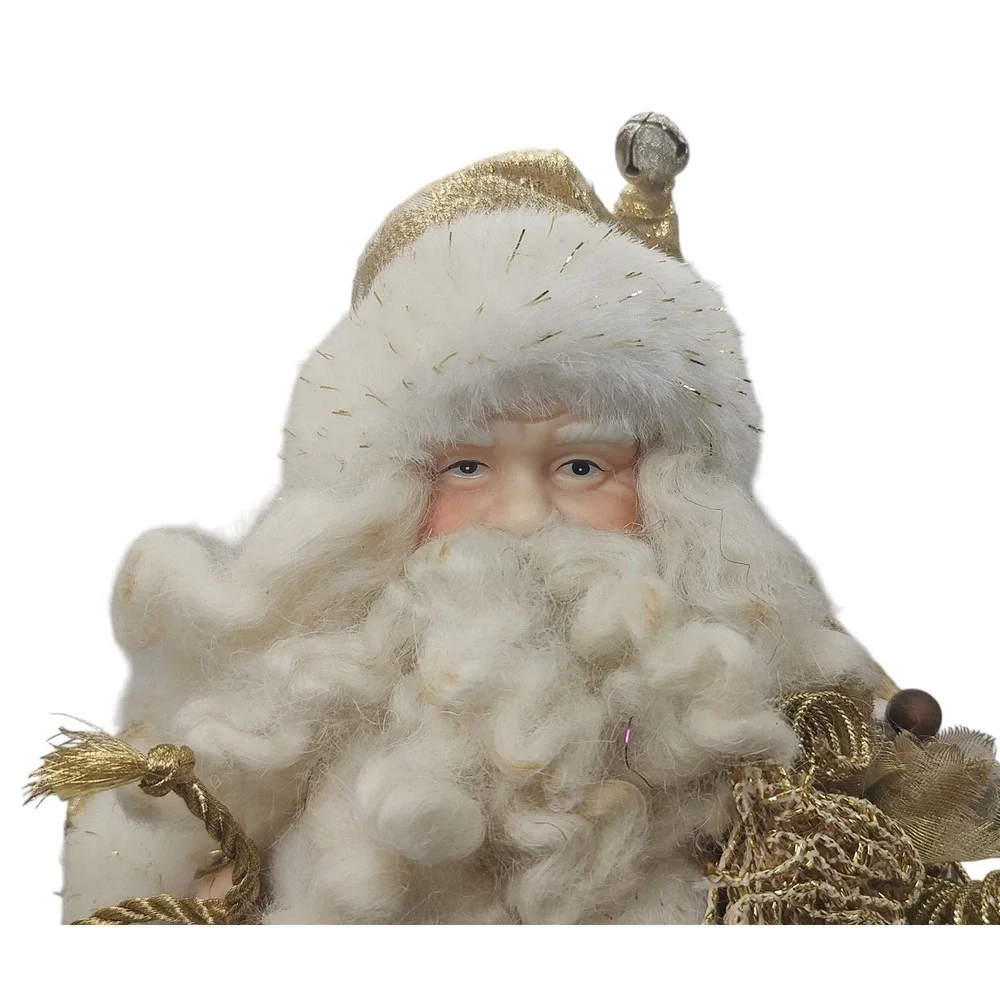 Vintage‎ Santa Claus Christmas Tree Topper Table Top Holiday Decoration Gold
